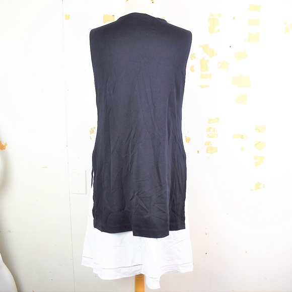 Theory Malkan Navy White Classic Tee Dress Size Medium - Picture 5 of 13